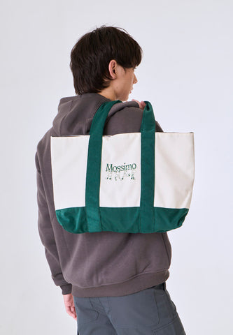 Mossimo Schnozy Off White Canvas & Corduroy Tote Bag