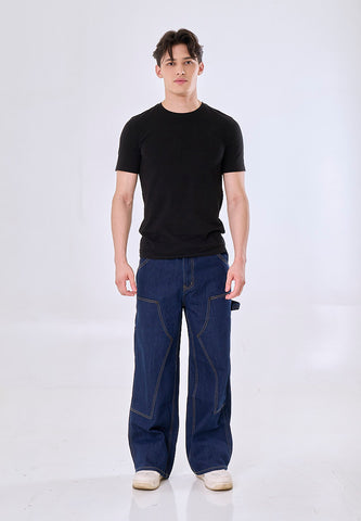 Mossimo Theodore Dark Blue Straight Fit Mid Rise Contrast Stitch Pants