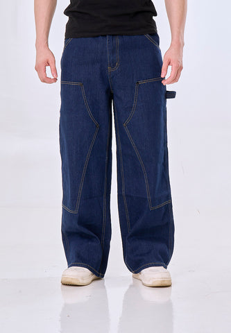 Mossimo Theodore Dark Blue Straight Fit Mid Rise Contrast Stitch Pants