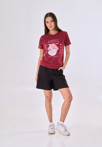 Mossimo Georgiana Maroon Classic Fit Tee