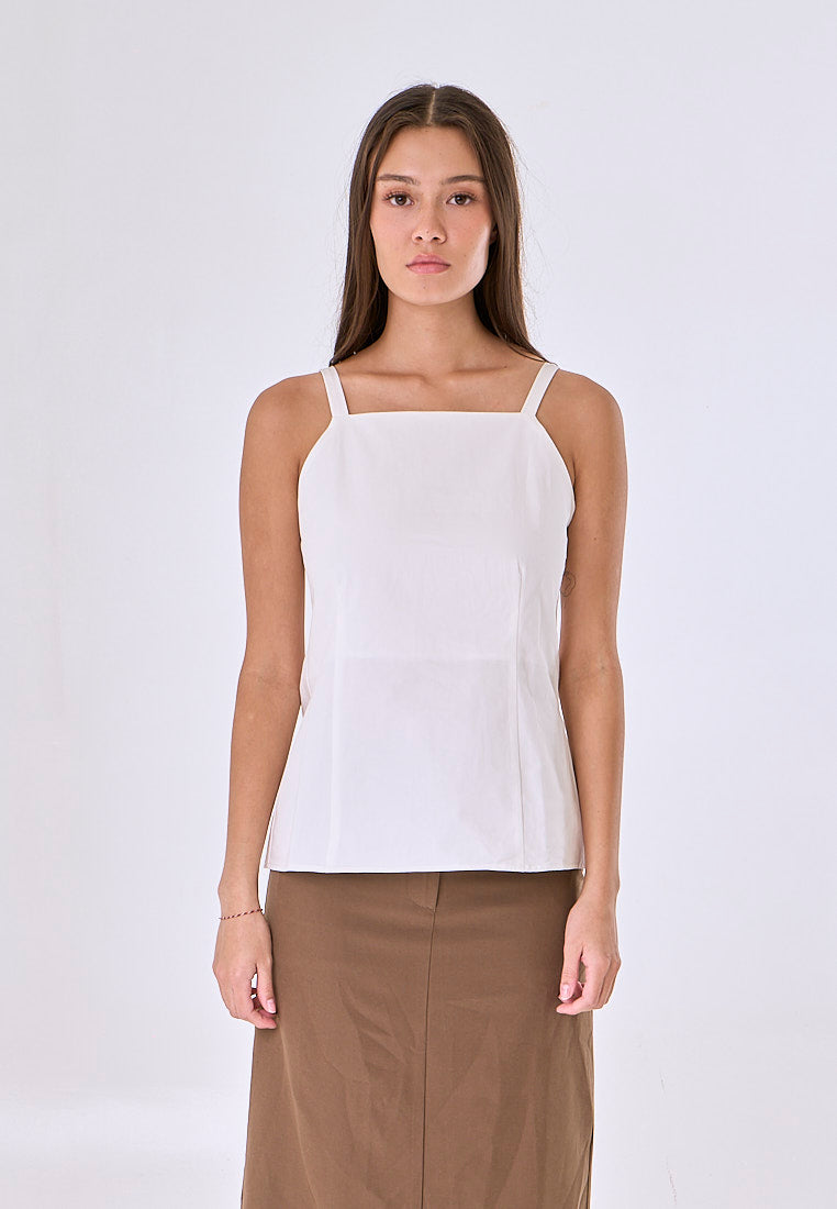 Mossimo Elle White Woven Square Neck Top