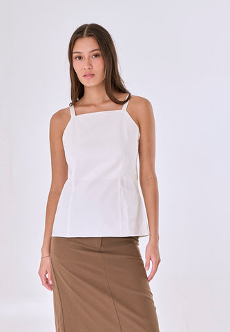 Mossimo Elle White Woven Square Neck Top