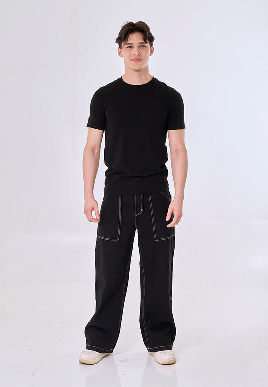 Mossimo Diego Black Loose Fit Contrast Stitch Pants