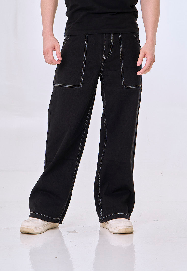 Mossimo Diego Black Loose Fit Contrast Stitch Pants