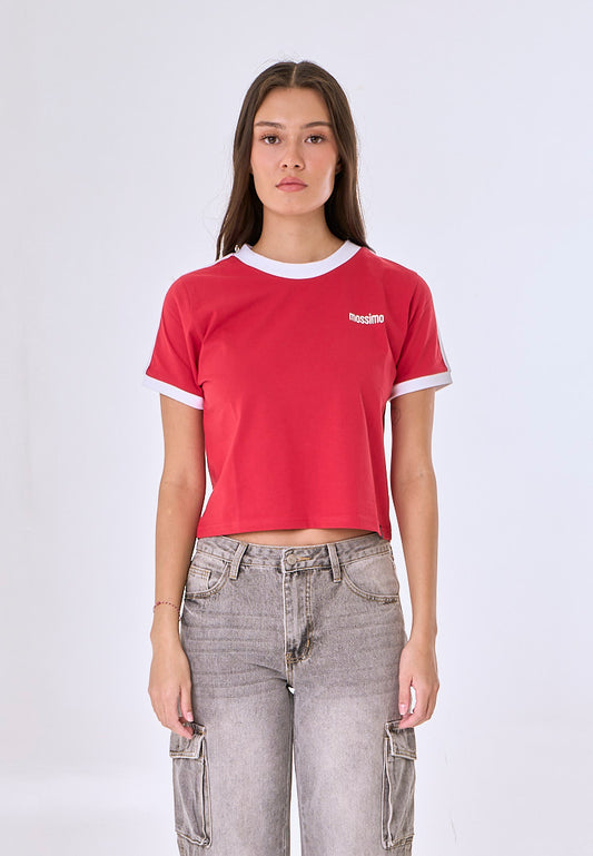 Mossimo Lioren Red Classic Cropped Fit Tee