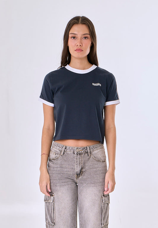 Mossimo Lioren Dark Blue Classic Cropped Fit Tee