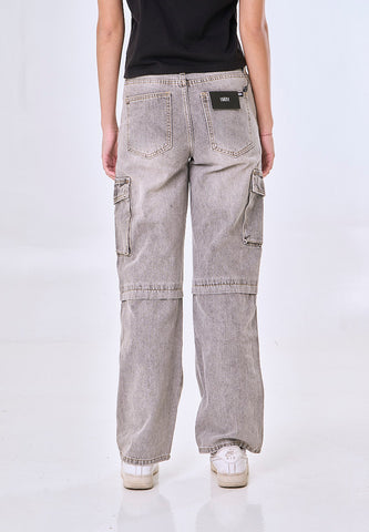 Mossimo Esme Gray Loose Mid Rise Cargo Denim Pants