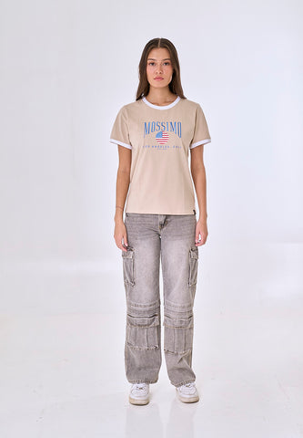 Mossimo Annora Macadamia Ringer Classic Fit Tee