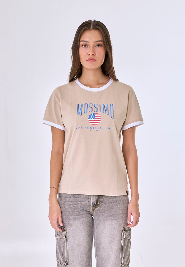 Mossimo Annora Macadamia Ringer Classic Fit Tee