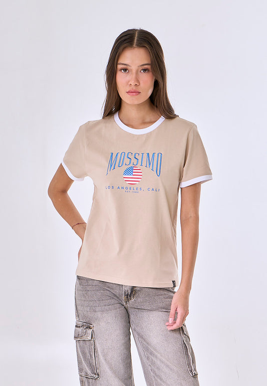 Mossimo Annora Macadamia Ringer Classic Fit Tee