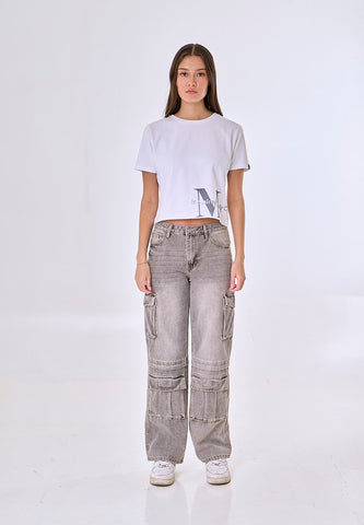 Mossimo Veyra White Classic Cropped Fit Tee