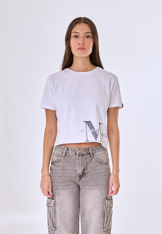 Mossimo Veyra White Classic Cropped Fit Tee