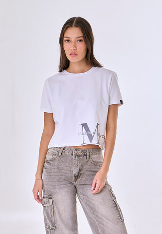 Mossimo Veyra White Classic Cropped Fit Tee