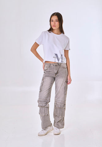 Mossimo Veyra White Classic Cropped Fit Tee