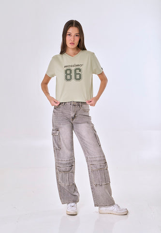 Mossimo Thalen Sage Green Classic Cropped Fit Tee