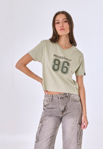 Mossimo Thalen Sage Green Classic Cropped Fit Tee
