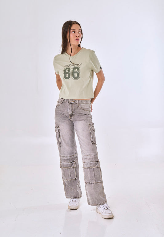 Mossimo Thalen Sage Green Classic Cropped Fit Tee
