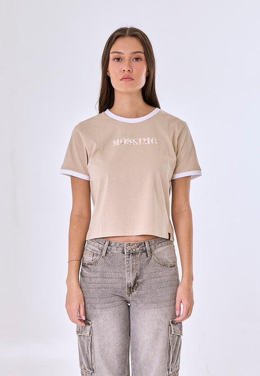 Mossimo Guinevere Macadamia Super Cropped Fit Tee