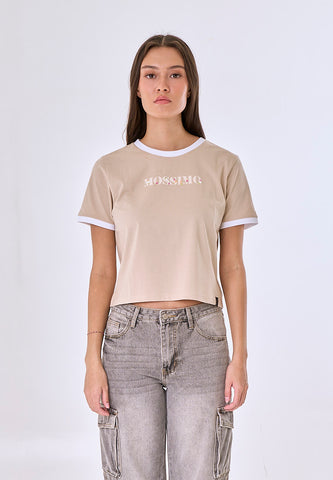 Mossimo Guinevere Macadamia Super Cropped Fit Tee