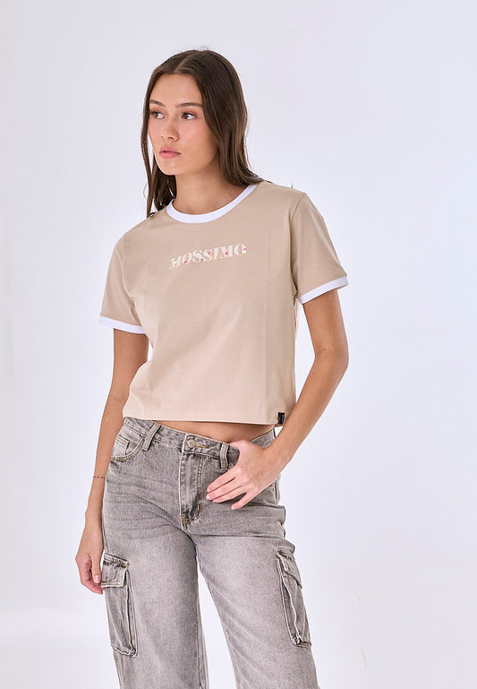 Mossimo Guinevere Macadamia Super Cropped Fit Tee