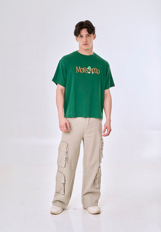 Mossimo Schnozy Green Basic Round Neck Cropped Fit Tee Unisex