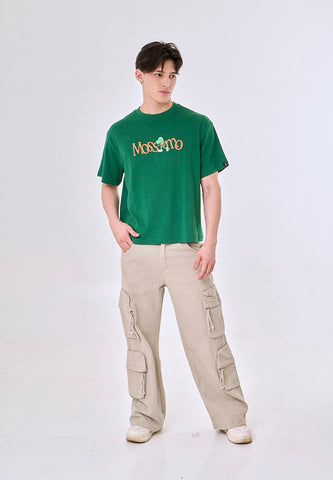 Mossimo Schnozy Green Basic Round Neck Cropped Fit Tee Unisex