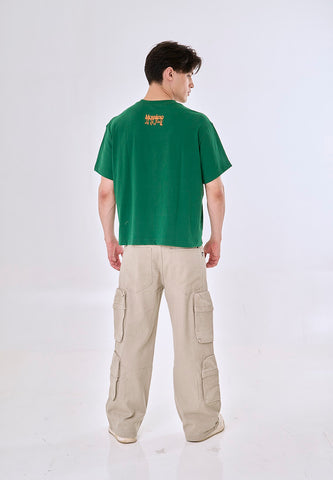 Mossimo Schnozy Green Basic Round Neck Cropped Fit Tee Unisex