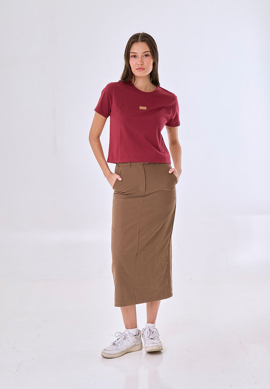 Mossimo Yara Red Classic Cropped Fit Tee