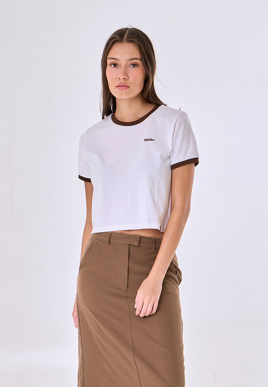 Mossimo Cecilia White Classic Cropped Fit Tee