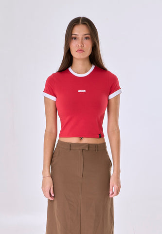 Mossimo Marigold Cranberry Ringer Tee