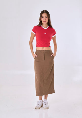 Mossimo Marigold Cranberry Ringer Tee