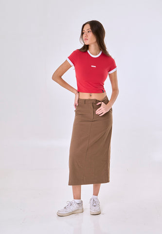 Mossimo Marigold Cranberry Ringer Tee