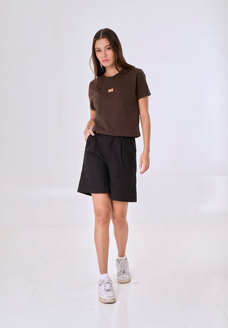 Mossimo Yara Dark Brown Classic Cropped Fit Tee