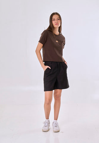 Mossimo Yara Dark Brown Classic Cropped Fit Tee