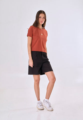 Mossimo Yara Rust Classic Cropped Fit Tee