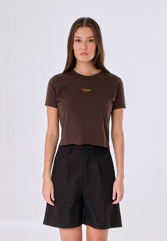 Mossimo Chiara Dark Brown Classic Cropped Fit Tee