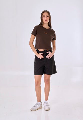 Mossimo Chiara Dark Brown Classic Cropped Fit Tee