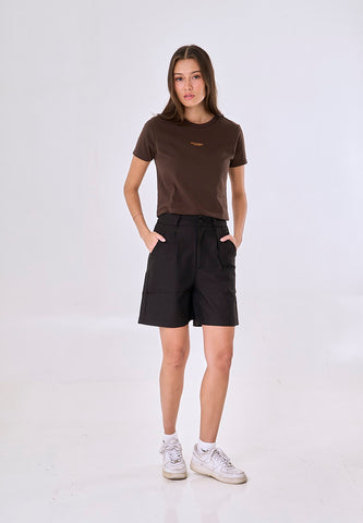 Mossimo Chiara Dark Brown Classic Cropped Fit Tee