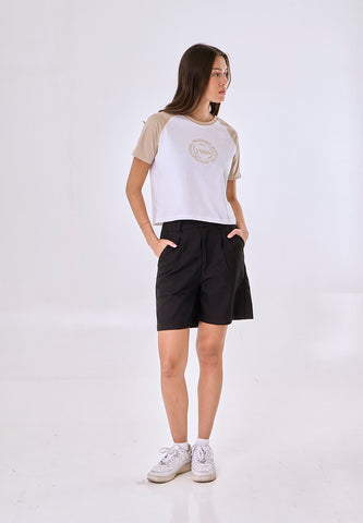 Mossimo Jorah White Raglan Classic Cropped Fit Tee