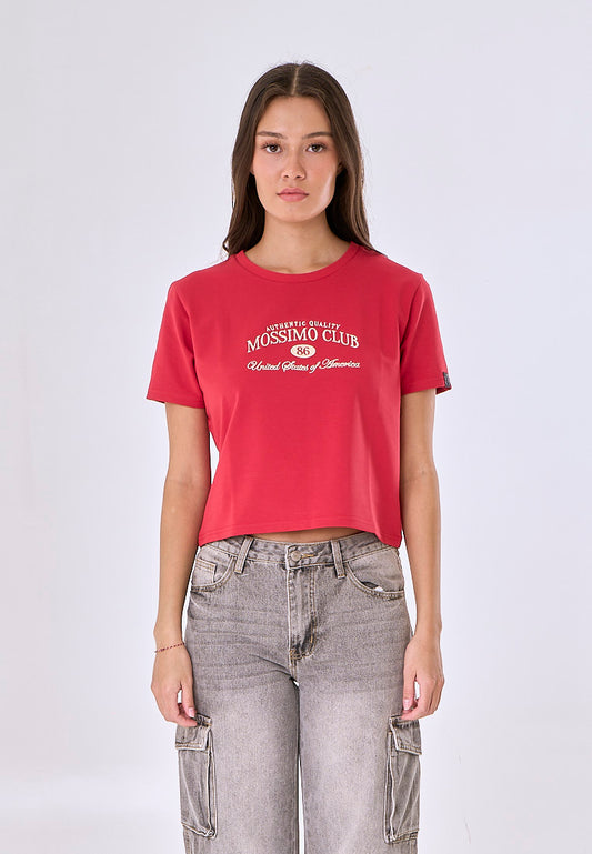 Mossimo Maria Cranberry Classic Cropped Fit Tee