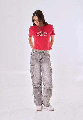 Mossimo Maria Cranberry Classic Cropped Fit Tee