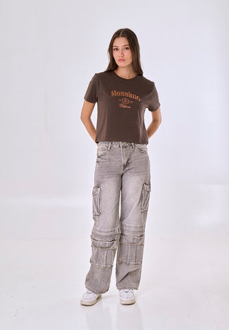 Mossimo Dinah Choco Classic Cropped Fit Tee