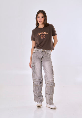Mossimo Dinah Choco Classic Cropped Fit Tee