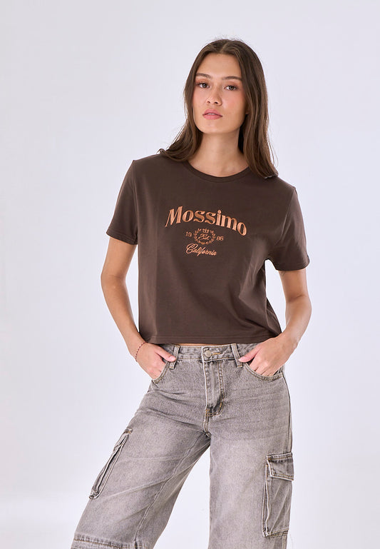 Mossimo Dinah Choco Classic Cropped Fit Tee