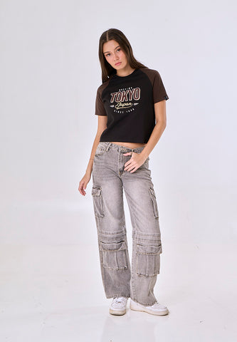 Mossimo Aveline Black Classic Cropped Fit Tee