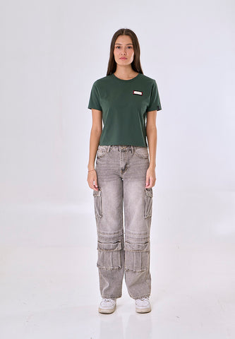 Mossimo Isabel Dark Green Classic Cropped Fit Tee