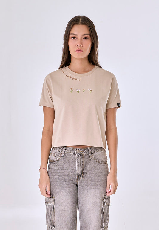 Mossimo Danica Brown Classic Cropped Fit Tee