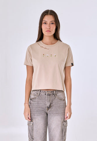 Mossimo Danica Brown Classic Cropped Fit Tee