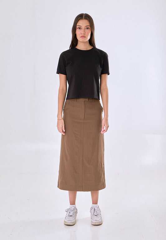 Mossimo Haisley Brown Mid Waist Maxi Skirt