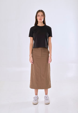 Mossimo Haisley Brown Mid Waist Maxi Skirt